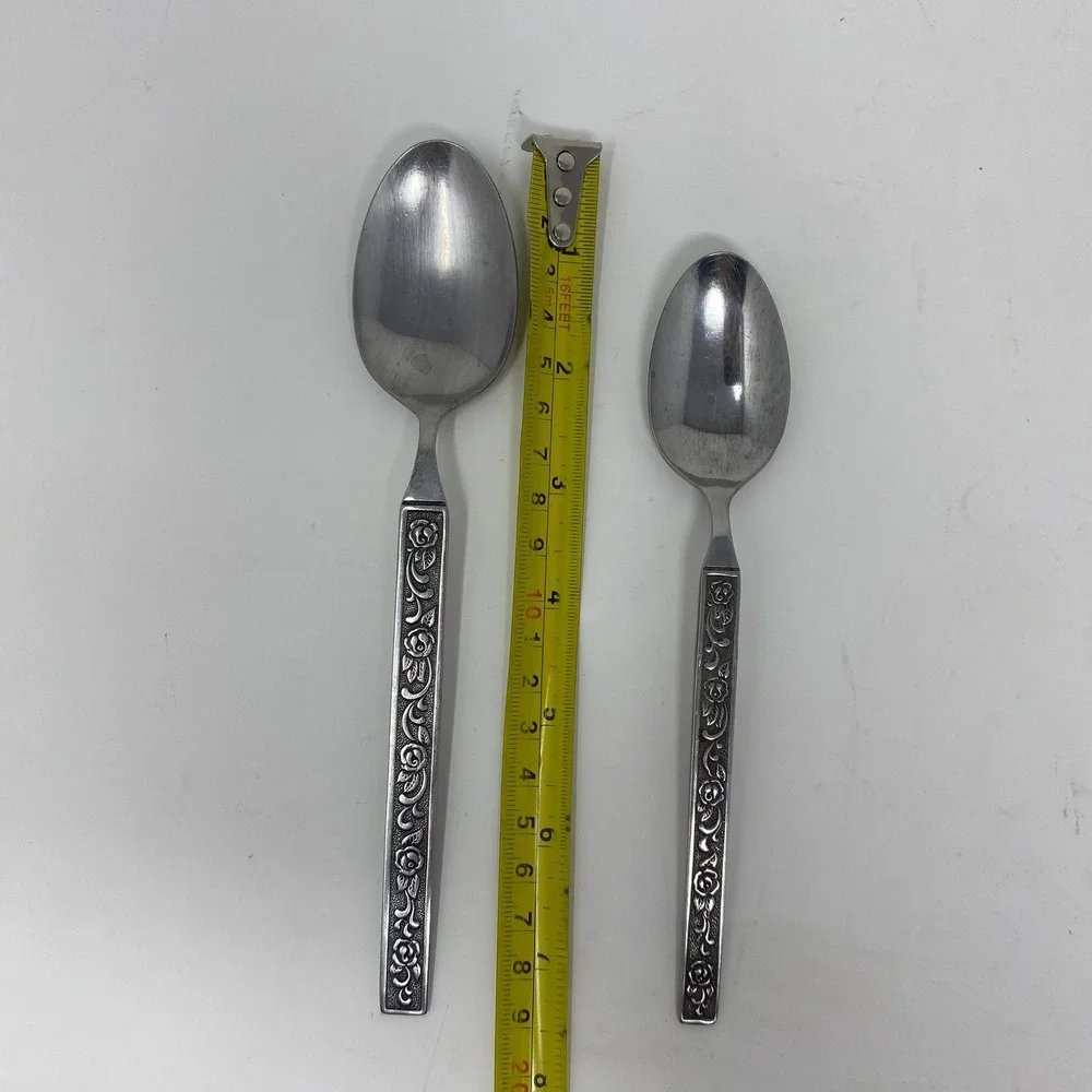 Vtg Nasco Stainless Davao flatware Rose Floral Stainless Steel Japan